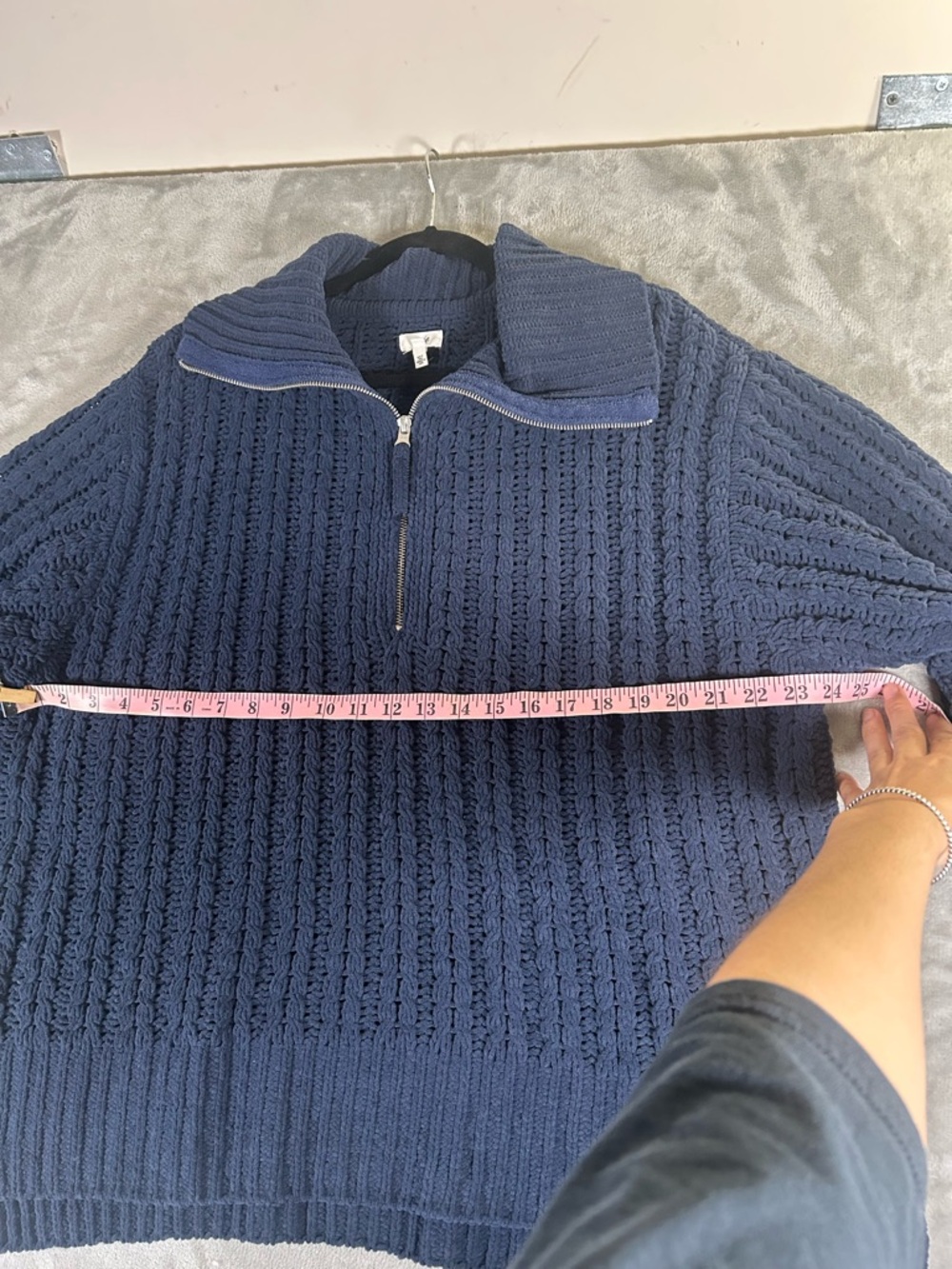 Aerie Navy Cable-Knit Half-Zip oversized Pullover Sweater - Picture 13 of 14